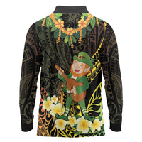 Hawaii Saint Patrick's Day Long Sleeve Polo Shirt Ukulele Leprechaun Hau'Oli Maoli Oe! LT14 - Polynesian Pride