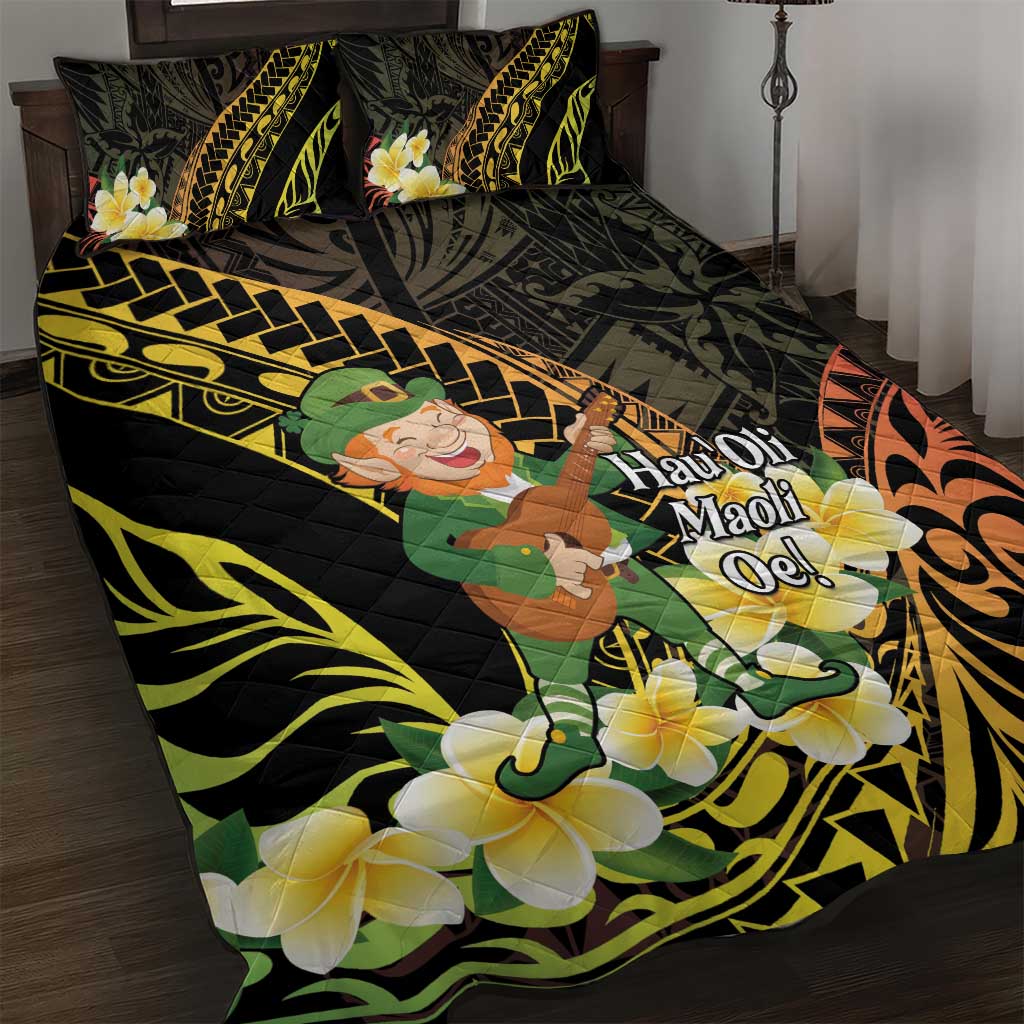 Hawaii Saint Patrick's Day Quilt Bed Set Ukulele Leprechaun Hau'Oli Maoli Oe! LT14 Reggae - Polynesian Pride
