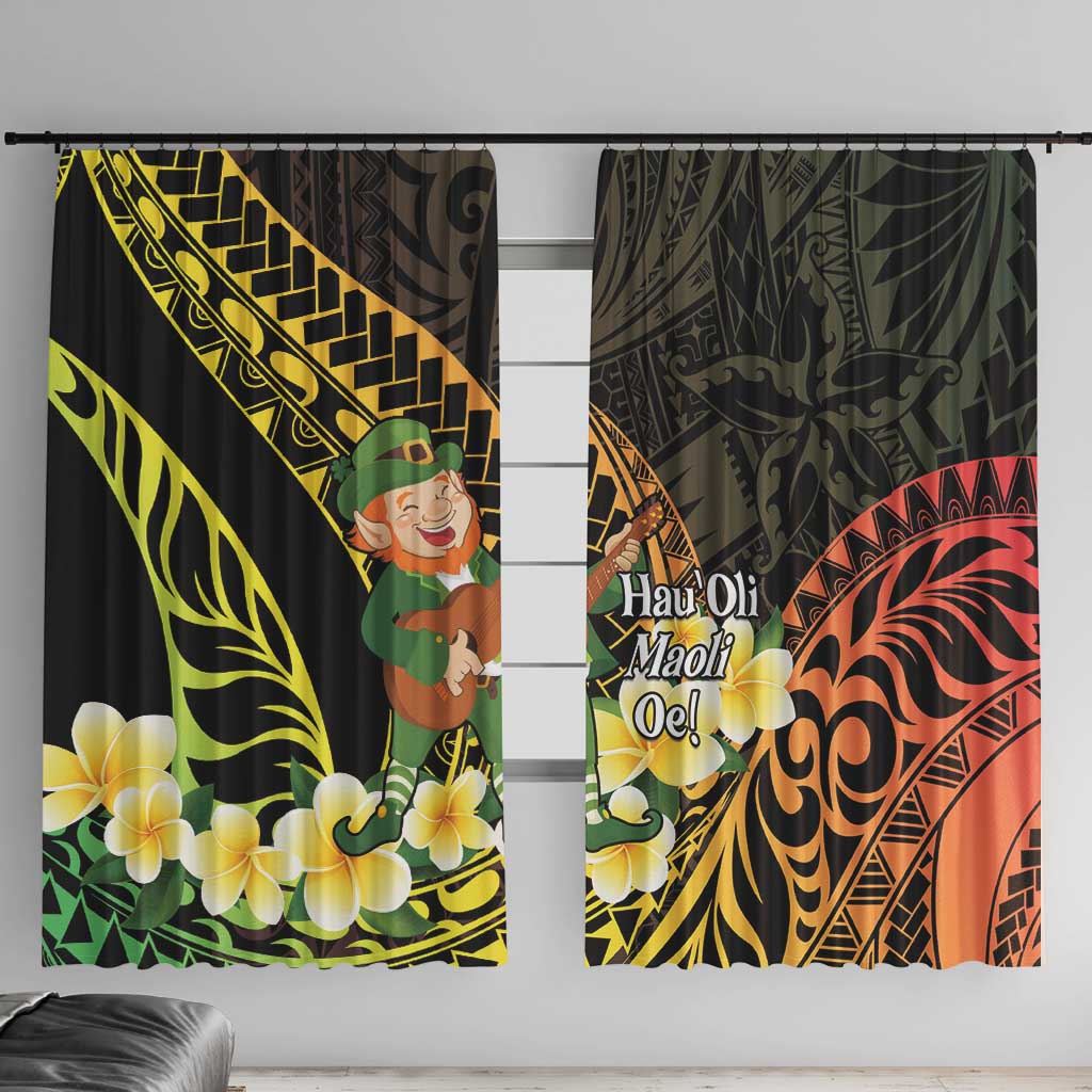 Hawaii Saint Patrick's Day Window Curtain Ukulele Leprechaun Hau'Oli Maoli Oe! LT14 With Hooks Reggae - Polynesian Pride