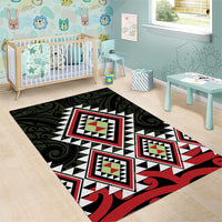 Kia Ora Aotearoa Area Rug 2025 Pasifika Maori Taniko Motifs LT14 - Polynesian Pride