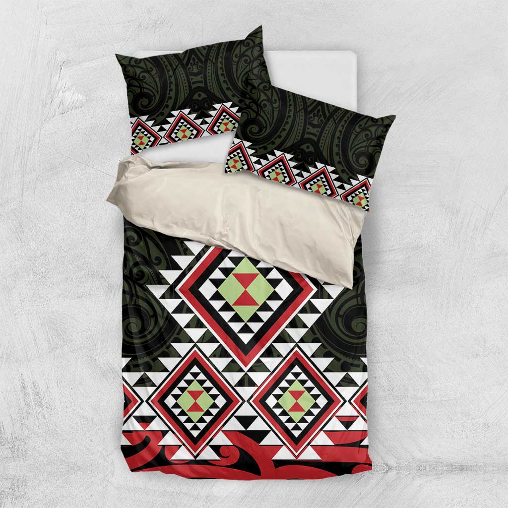 Kia Ora Aotearoa Bedding Set 2025 Pasifika Maori Taniko Motifs LT14 US Twin 172cm x 218cm Black - Polynesian Pride