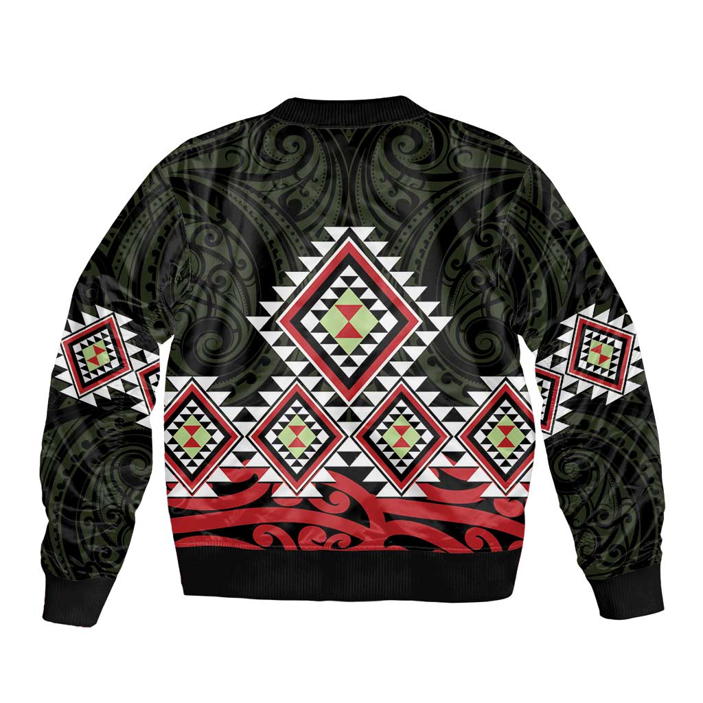 Kia Ora Aotearoa Bomber Jacket 2025 Pasifika Maori Taniko Motifs LT14 - Polynesian Pride