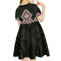 Kia Ora Aotearoa Kid Short Sleeve Dress 2025 Pasifika Maori Taniko Motifs LT14 - Polynesian Pride
