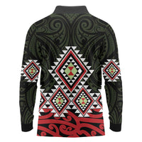 Kia Ora Aotearoa Long Sleeve Polo Shirt 2025 Pasifika Maori Taniko Motifs LT14 - Polynesian Pride