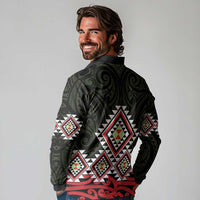 Kia Ora Aotearoa Long Sleeve Polo Shirt 2025 Pasifika Maori Taniko Motifs LT14 - Polynesian Pride