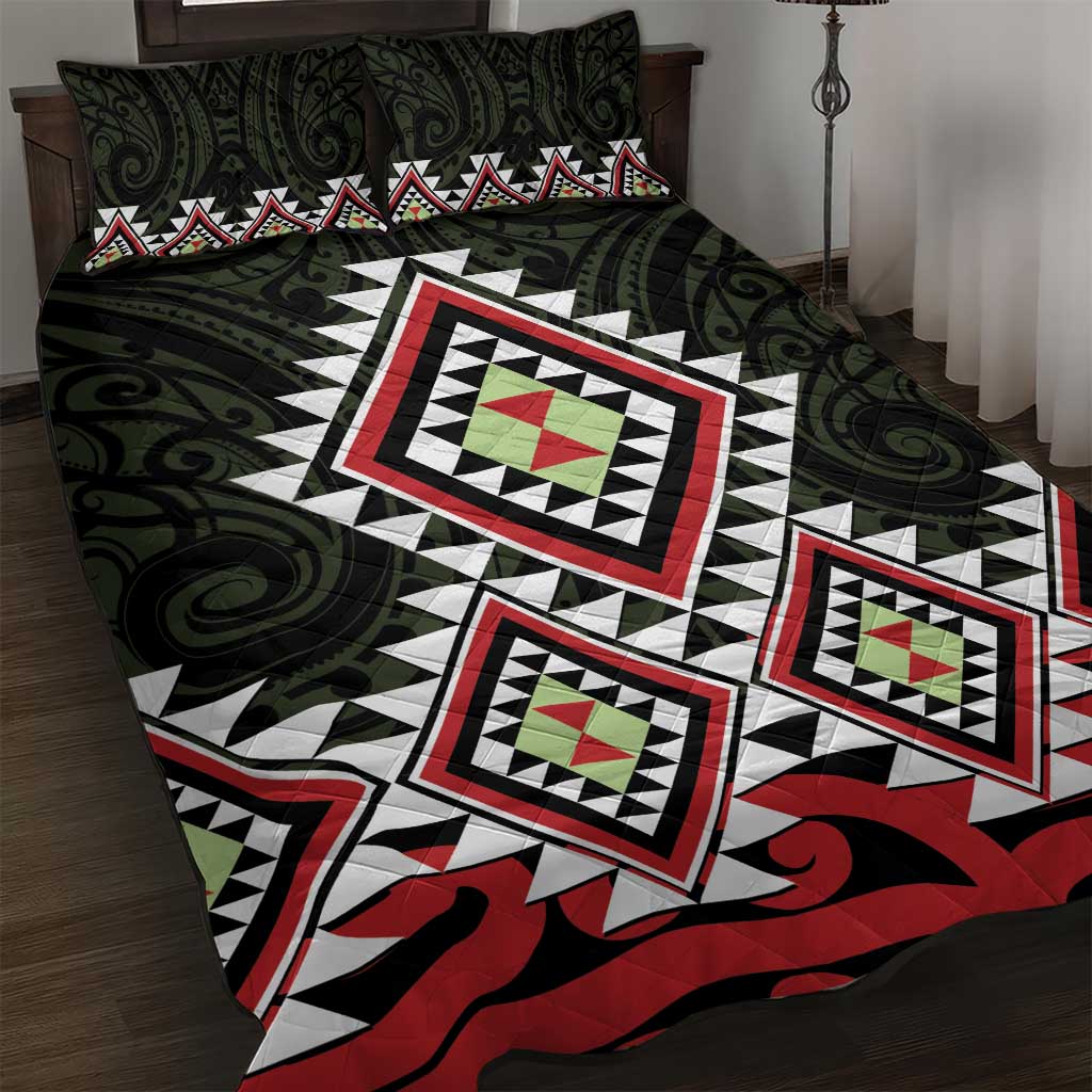 Kia Ora Aotearoa Quilt Bed Set 2025 Pasifika Maori Taniko Motifs LT14 Black - Polynesian Pride