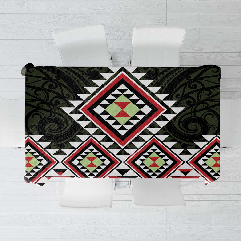 Kia Ora Aotearoa Tablecloth 2025 Pasifika Maori Taniko Motifs LT14 Black - Polynesian Pride