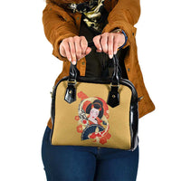 Japanese Geisha Koi Fish Shoulder Handbag Cherry Blossoms Yellow Seigaiha Pattern LT14 One Size Yellow - Polynesian Pride