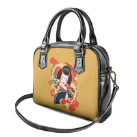 Japanese Geisha Koi Fish Shoulder Handbag Cherry Blossoms Yellow Seigaiha Pattern LT14 - Polynesian Pride