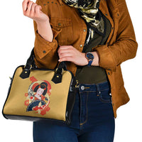 Japanese Geisha Koi Fish Shoulder Handbag Cherry Blossoms Yellow Seigaiha Pattern LT14 - Polynesian Pride