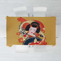 Japanese Geisha Koi Fish Tablecloth Cherry Blossoms Yellow Seigaiha Pattern LT14 Yellow - Polynesian Pride