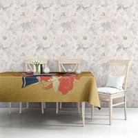 Japanese Geisha Koi Fish Tablecloth Cherry Blossoms Yellow Seigaiha Pattern LT14 - Polynesian Pride