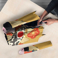 Japanese Geisha Koi Fish Umbrella Cherry Blossoms Yellow Seigaiha Pattern LT14 - Polynesian Pride