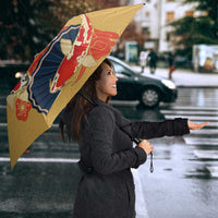 Japanese Geisha Koi Fish Umbrella Cherry Blossoms Yellow Seigaiha Pattern LT14 - Polynesian Pride