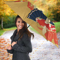 Japanese Geisha Koi Fish Umbrella Cherry Blossoms Yellow Seigaiha Pattern LT14 - Polynesian Pride
