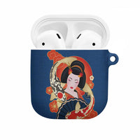Japanese Geisha Koi Fish AirPods Case Cherry Blossoms Blue Seigaiha Pattern LT14 Blue - Polynesian Pride