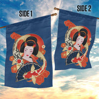 Japanese Geisha Koi Fish Garden Flag Cherry Blossoms Blue Seigaiha Pattern LT14 - Polynesian Pride
