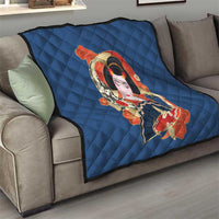 Japanese Geisha Koi Fish Quilt Cherry Blossoms Blue Seigaiha Pattern LT14 - Polynesian Pride