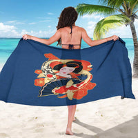 Japanese Geisha Koi Fish Sarong Cherry Blossoms Blue Seigaiha Pattern LT14 - Polynesian Pride