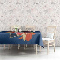 Japanese Geisha Koi Fish Tablecloth Cherry Blossoms Blue Seigaiha Pattern LT14 - Polynesian Pride
