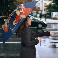 Japanese Geisha Koi Fish Umbrella Cherry Blossoms Blue Seigaiha Pattern LT14 - Polynesian Pride