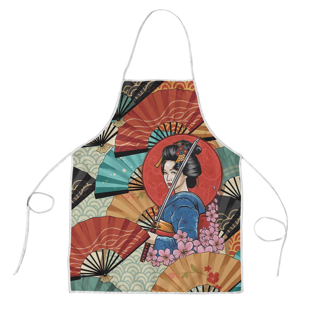 Japanese Geisha Katana Apron Japan Sensu Seigaiha Pattern LT14 Multicolor - Polynesian Pride
