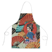 Japanese Geisha Katana Apron Japan Sensu Seigaiha Pattern LT14 Multicolor - Polynesian Pride