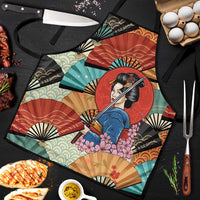Japanese Geisha Katana Apron Japan Sensu Seigaiha Pattern LT14 Multicolor - Polynesian Pride