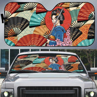 Japanese Geisha Katana Auto Sun Shade Japan Sensu Seigaiha Pattern LT14 Multicolor - Polynesian Pride