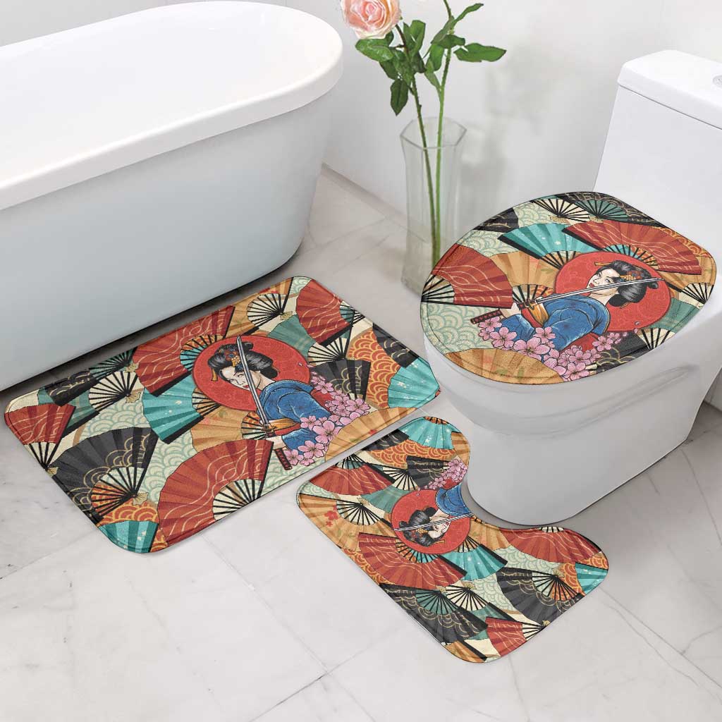 Japanese Geisha Katana Bathroom Set Japan Sensu Seigaiha Pattern LT14 - Polynesian Pride