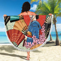 Japanese Geisha Katana Beach Blanket Japan Sensu Seigaiha Pattern LT14 - Polynesian Pride