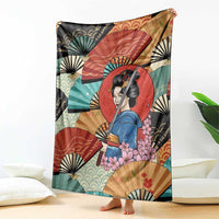 Japanese Geisha Katana Blanket Japan Sensu Seigaiha Pattern LT14 - Polynesian Pride
