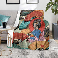 Japanese Geisha Katana Blanket Japan Sensu Seigaiha Pattern LT14 - Polynesian Pride