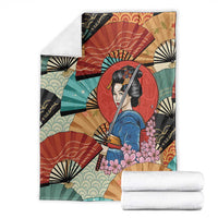 Japanese Geisha Katana Blanket Japan Sensu Seigaiha Pattern LT14 - Polynesian Pride