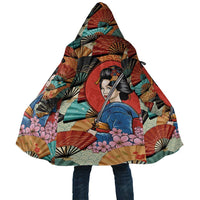 Japanese Geisha Katana Cloak Japan Sensu Seigaiha Pattern LT14 Unisex Multicolor - Polynesian Pride