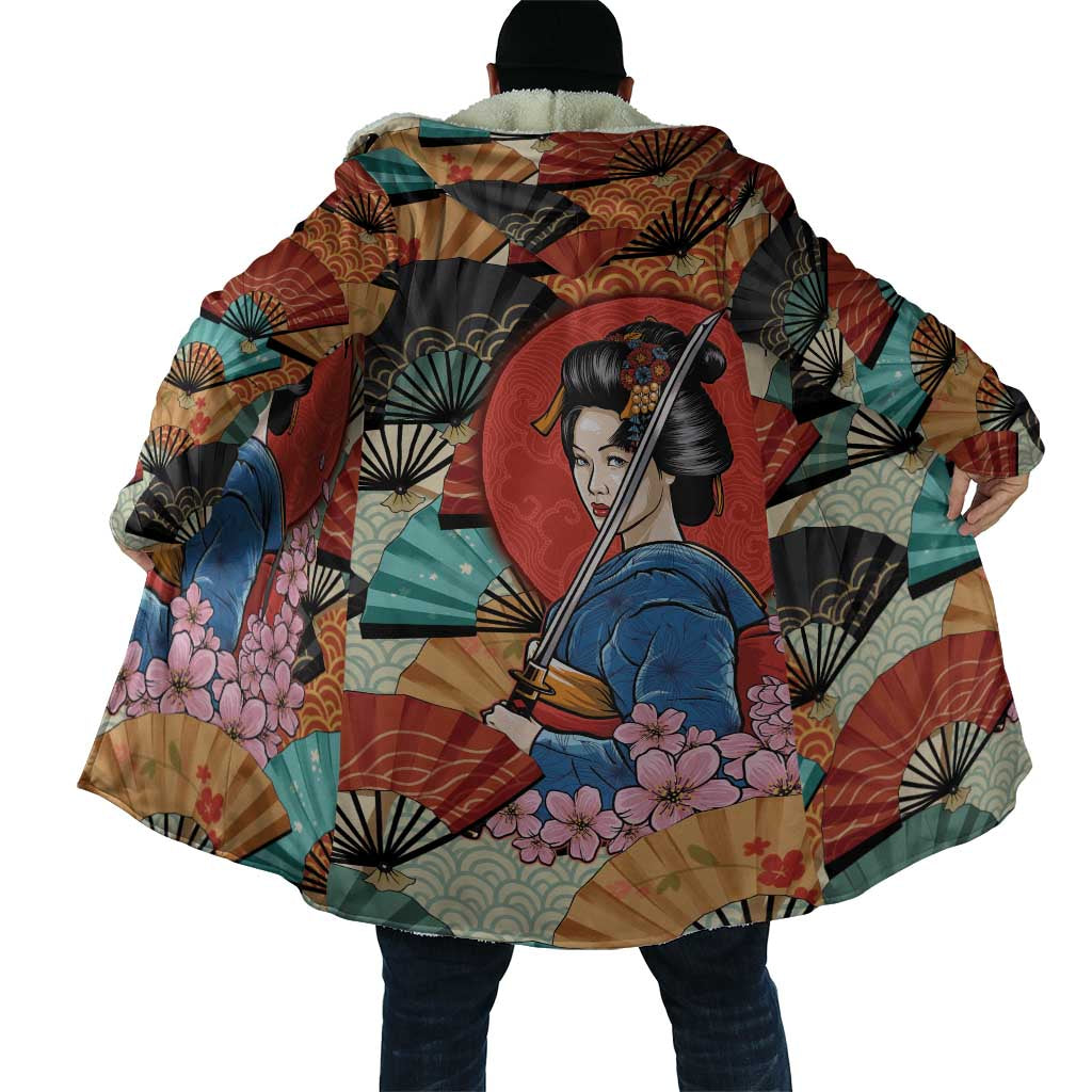 Japanese Geisha Katana Cloak Japan Sensu Seigaiha Pattern LT14 - Polynesian Pride