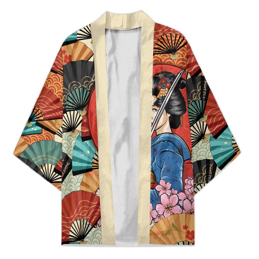 Japanese Geisha Katana Kimono Japan Sensu Seigaiha Pattern LT14 Unisex Multicolor - Polynesian Pride