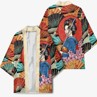 Japanese Geisha Katana Kimono Japan Sensu Seigaiha Pattern LT14 - Polynesian Pride