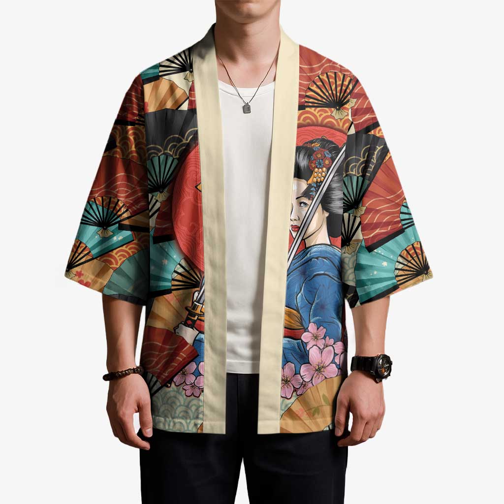 Japanese Geisha Katana Kimono Japan Sensu Seigaiha Pattern LT14 - Polynesian Pride