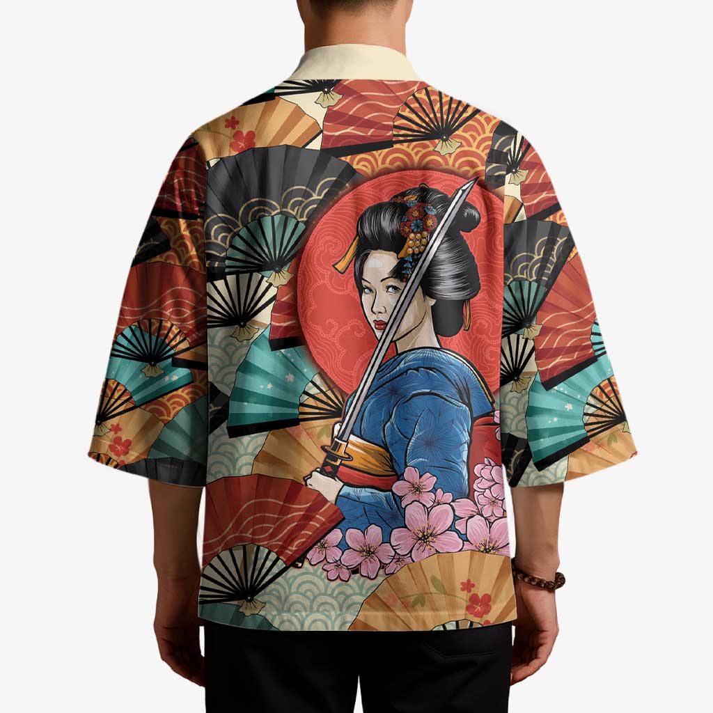 Japanese Geisha Katana Kimono Japan Sensu Seigaiha Pattern LT14 - Polynesian Pride
