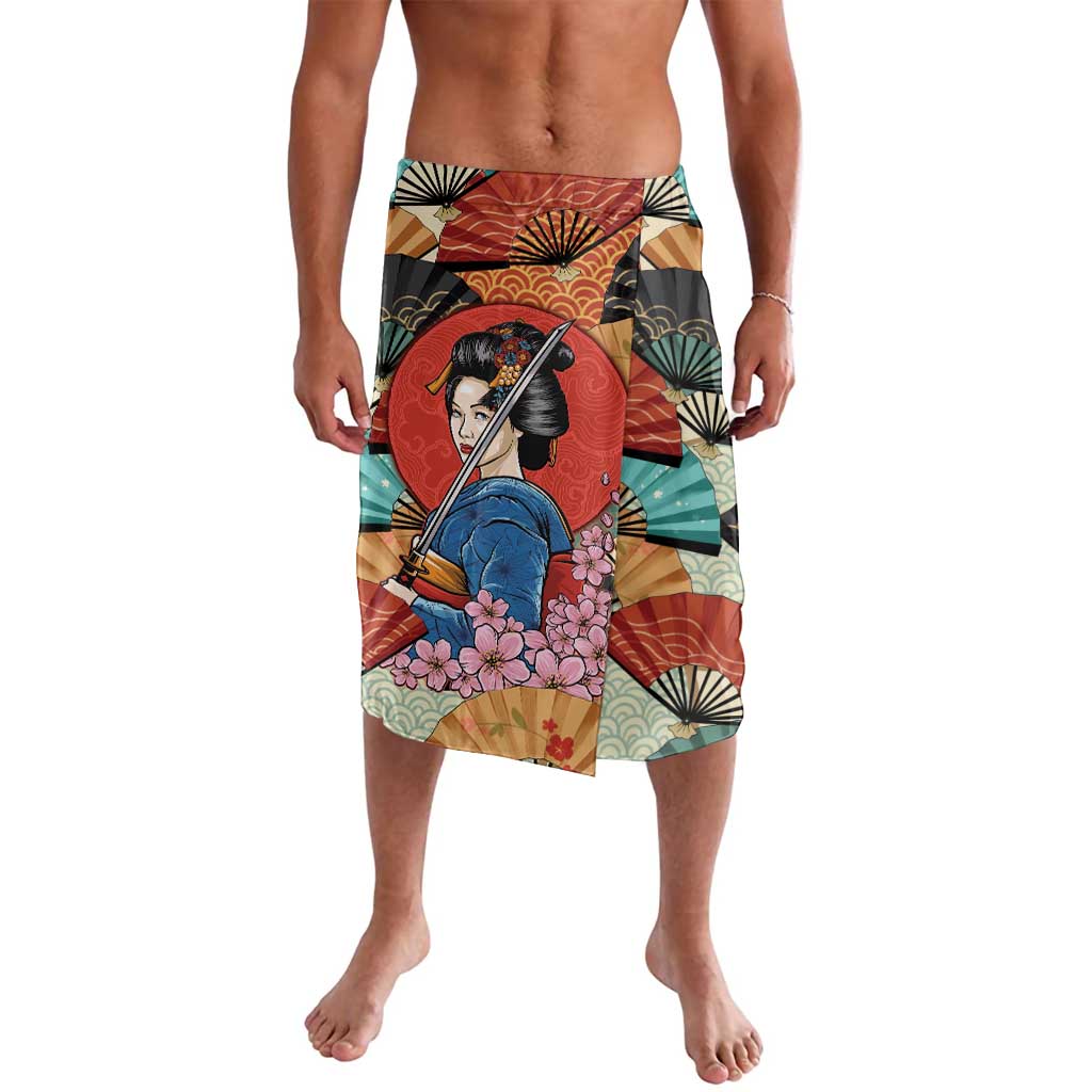 Japanese Geisha Katana Lavalava Japan Sensu Seigaiha Pattern LT14 Multicolor - Polynesian Pride