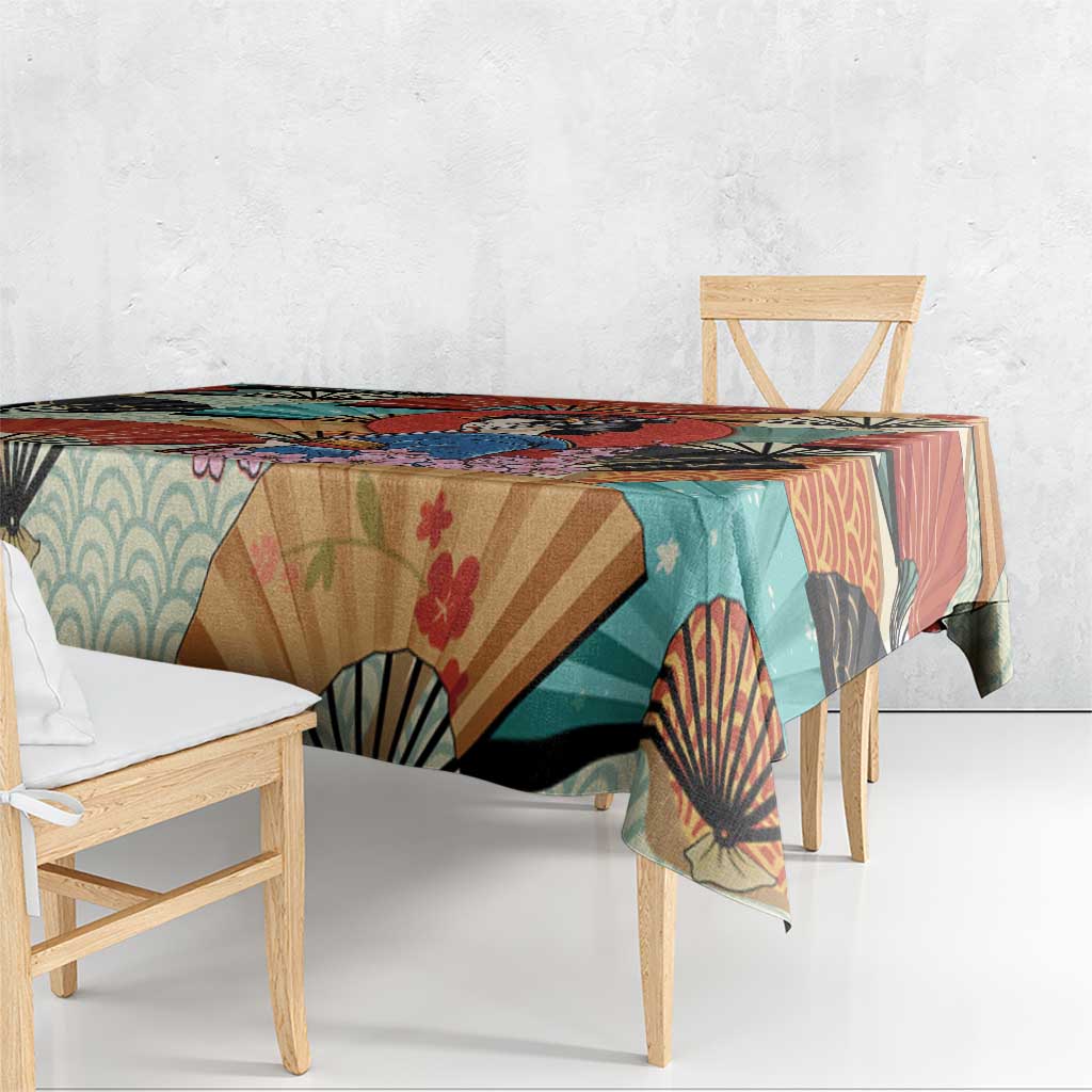 Japanese Geisha Katana Tablecloth Japan Sensu Seigaiha Pattern LT14 - Polynesian Pride