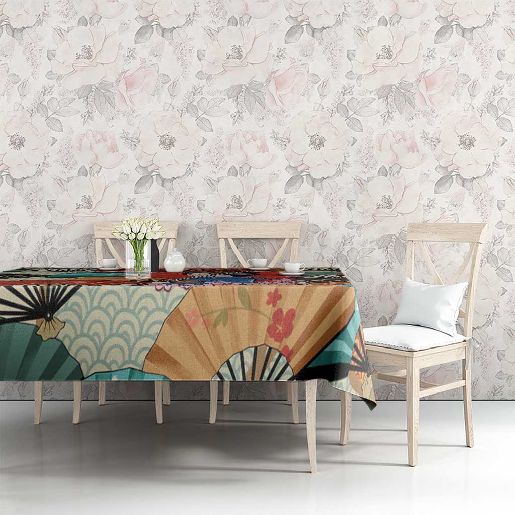 Japanese Geisha Katana Tablecloth Japan Sensu Seigaiha Pattern LT14 - Polynesian Pride