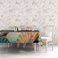 Japanese Geisha Katana Tablecloth Japan Sensu Seigaiha Pattern LT14 - Polynesian Pride