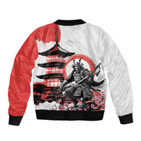 Japanese Samurai Warrior Enso Bomber Jacket Japan Pagoda Sakura Watercolor LT14 - Polynesian Pride