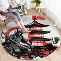 Japanese Samurai Warrior Enso Round Carpet Japan Pagoda Sakura Watercolor LT14 - Polynesian Pride