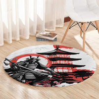 Japanese Samurai Warrior Enso Round Carpet Japan Pagoda Sakura Watercolor LT14 - Polynesian Pride