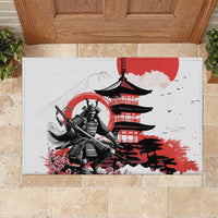 Japanese Samurai Warrior Enso Rubber Doormat Japan Pagoda Sakura Watercolor LT14 White - Polynesian Pride