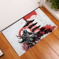 Japanese Samurai Warrior Enso Rubber Doormat Japan Pagoda Sakura Watercolor LT14 - Polynesian Pride