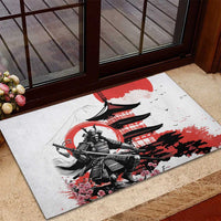 Japanese Samurai Warrior Enso Rubber Doormat Japan Pagoda Sakura Watercolor LT14 - Polynesian Pride